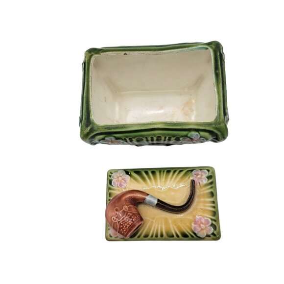 Antique Majolica Pipe Box Humidor - Picture 5 of 7